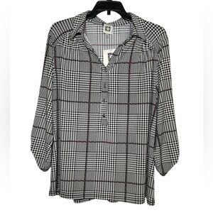 Anne Klein black printed blouse sz 1X